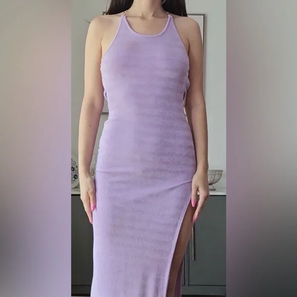 open lace back dress Wholecut Oxford Purple Patina | Thomas Bird main image 1